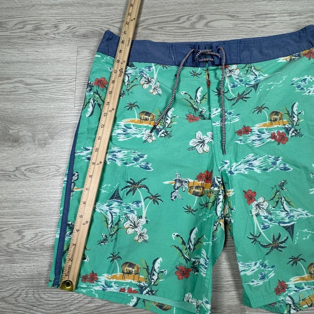 Quiet Storm Mens Board Shorts Hawaiian Tropical Hula Girl Green‎ 38 Swim Trunks